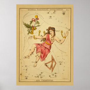Andromeda - Astronomisch Star Chart Afbeelding Poster