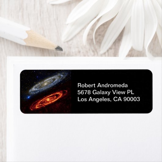 Andromeda Galaxy Ultraviolet en Infrarood adres Etiket (Insitu)