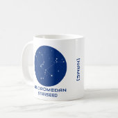 Andromedan Starseed Mug - Design bleu et blanc (Devant gauche)