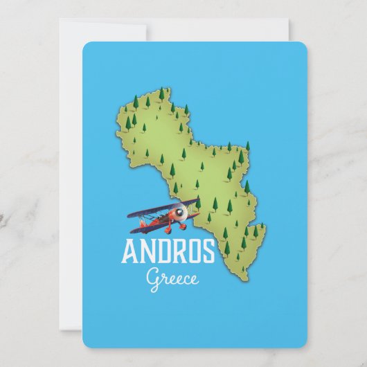 Andros Griekse kaart geïllustreerde reisposter (Achterkant)