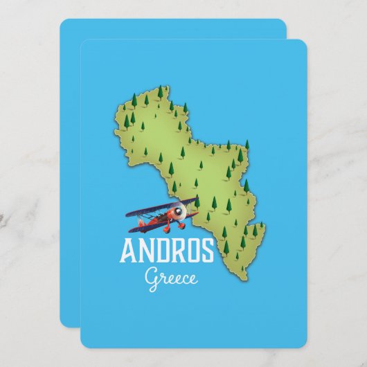 Andros Griekse kaart geïllustreerde reisposter (Voorkant / Achterkant)