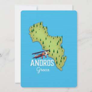 Andros Griekse kaart geïllustreerde reisposter