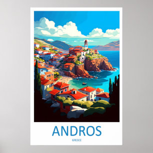 Andros Vintage Reisposter Ski Nationaal Park Poster