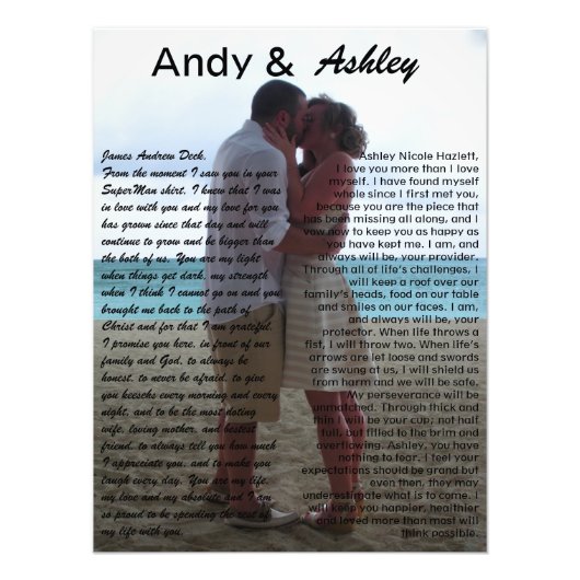 Andy & Ashley, photo mariage avec voeux (Devant)