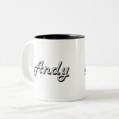 Andy Classic Retro Name Design Tweekleurige Koffiemok (Voorkant links)