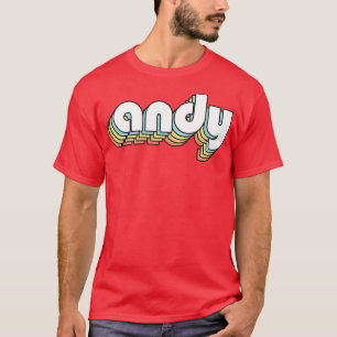 Andy Retro Rainbow Typografie Vervaagd Stijl T-shirt