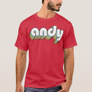 Andy Retro Rainbow Typografie Vervaagd Stijl T-shirt