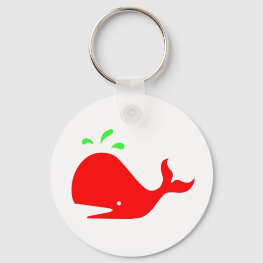 Andy Whale Enkelvoudig rood,groen op wit Sleutelhanger (Voorkant)