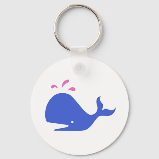 Andy Whale Singletons_blue, roze op wit Sleutelhanger (Voorkant)