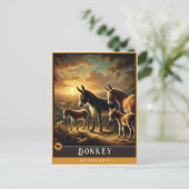 Âne | Carte postale Famille Vintage Animal (Debout devant)