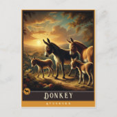 Âne | Carte postale Famille Vintage Animal (Devant)