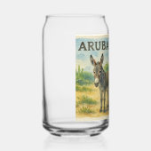 Âne d'Aruba avec aquarelle de maison Cunucu jaune (Gauche)