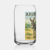 Âne d'Aruba avec maison Cunucu jaune aquarelle (Gauche)