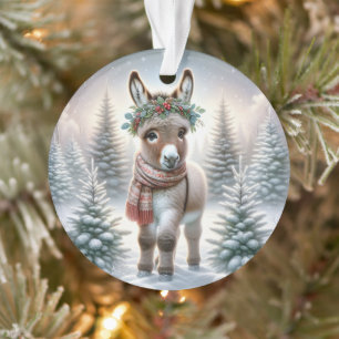 Âne de la forêt festive avec couronne de houx