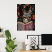 Âne fantaisiste lisant une impression d'art de liv (Bureau à domicile)