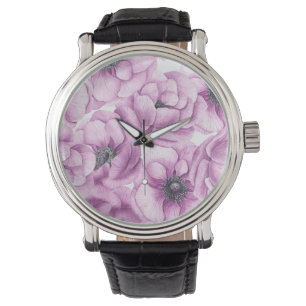 Anemonbloemen waterverf patroon horloge