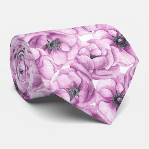 Anemonbloemen waterverf patroon stropdas