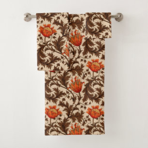 Anémone, beige, brun et rouille de William Morris