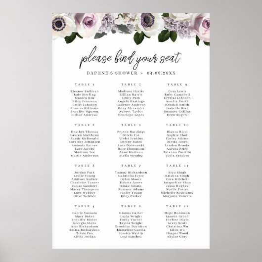 Anémone blanche et tableau de sièges floraux pourp (Devant)