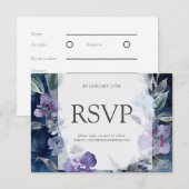 Anémone Bleu Minuit, RSVP au Mariage (Devant / Derrière)