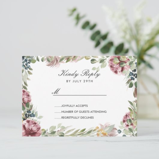 Anemone Blush Fleurs roses cadre Mariage RSVP (Debout devant)