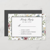 Anemone Blush grijze botanische bloemen Bruiloft R RSVP Kaartje (Voorkant / Achterkant)