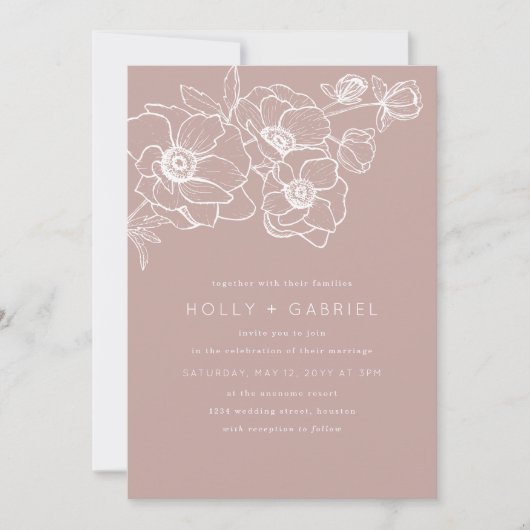 Anemone Bouquet Faire-part de mariage (Devant)