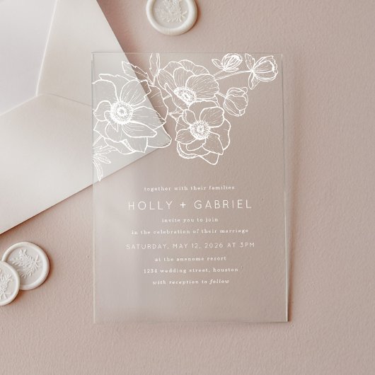 Anemone Bouquet Wedding Invitation Acryl Uitnodigingen