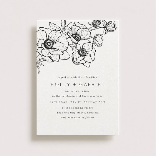 Anemone Bouquet Wedding Invitation Kaart