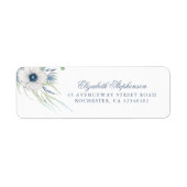 Anemone en Dusty Blue Thistle Modern Elegant Etiket (Voorkant)