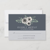 Anemone en Eucalyptus Weddenschap RSVP Reactie Kaartje (Voorkant)