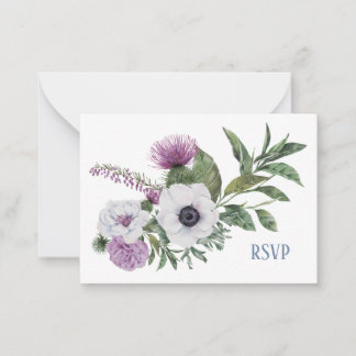 Anemone en Thistle RSVP-kaart Notitiekaartje