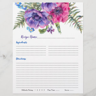 Anemone Floral Multomap Recipe inserts Flyer