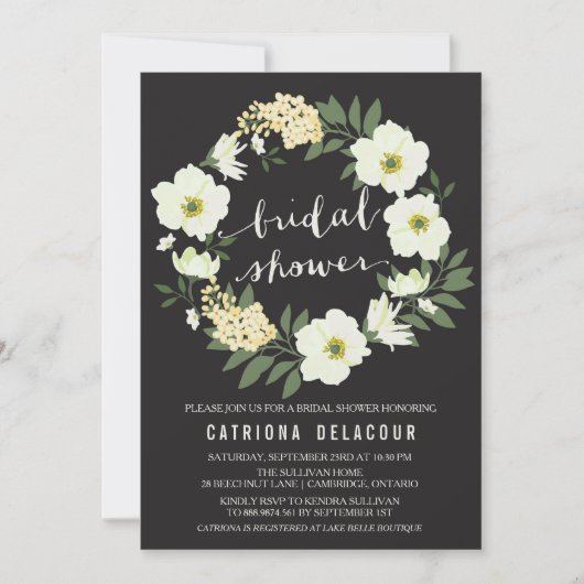 Anemone Floral Wreath Bridal Shower Kaart (Voorkant)