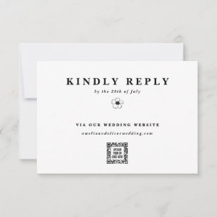 Anemone Flower Electronic QR Code Wedding Website RSVP Kaartje