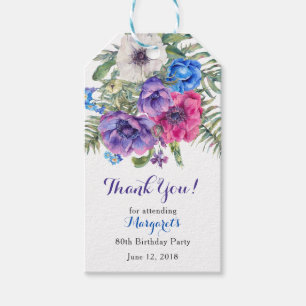 Anemone Flower Floral 80th Birthday Hartelijk dank Cadeaulabel