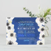 Anemone Flowers Bat Mitzvah Uitnodiging (Staand voorkant)