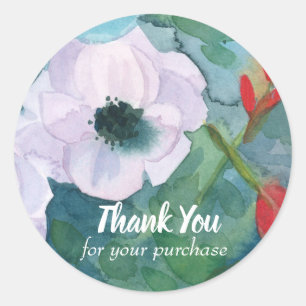 Anemone Flowers Bedankt voor uw aankoop Ronde Sticker