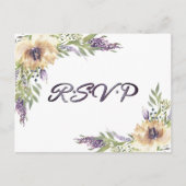Anemone Greenery Floral Boho Modern RSVP Respons Briefkaart (Voorkant)