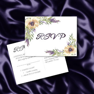 Anemone Greenery Floral Boho Modern RSVP Respons Briefkaart