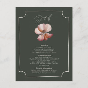 Anemone Hand getrokken Border Green Wedding Detail Informatiekaartje