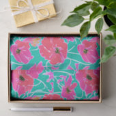 Anemone Painting Pattern Pink & Aqua Floral Tissuepapier (Geschenk)