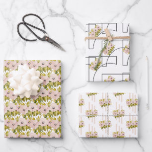 Anemone Pink Flowers Waterverf Handbeschilderd Inpakpapier Vel