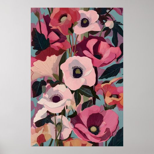 Anémone Rose Vibrant Impression Florale Moderne Ma (Devant)