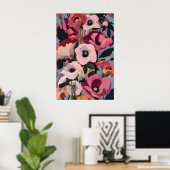 Anémone Rose Vibrant Impression Florale Moderne Ma (Bureau à domicile)