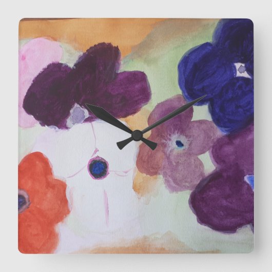 Anemone Spring Flowers Vierkante Klok (Voorkant)