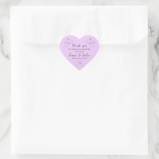Anémone sur sticker cœur lilas clair (Sac)