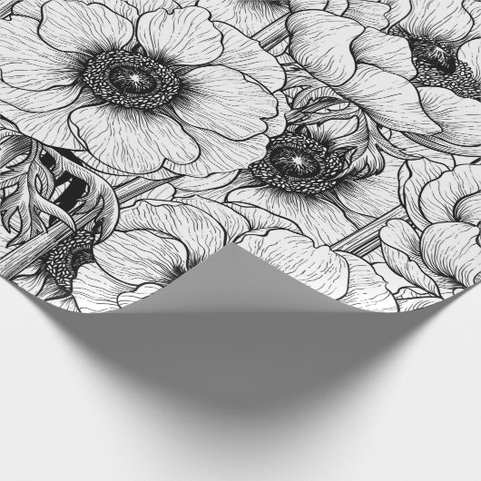 Anemone tuin in zwart-wit cadeaupapier (Hoek)