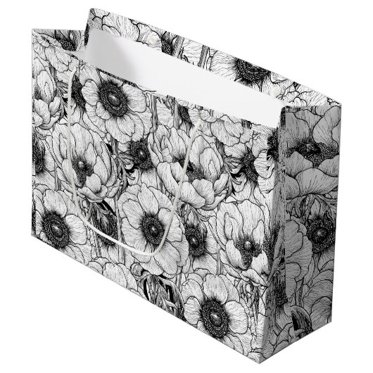 Anemone tuin in zwart-wit groot cadeauzakje (Voorkant Gekanteld)