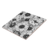 Anemone tuin in zwart-wit tegeltje (Zijkant)